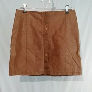 Free People Vegan Leather Snap Up Skirt
